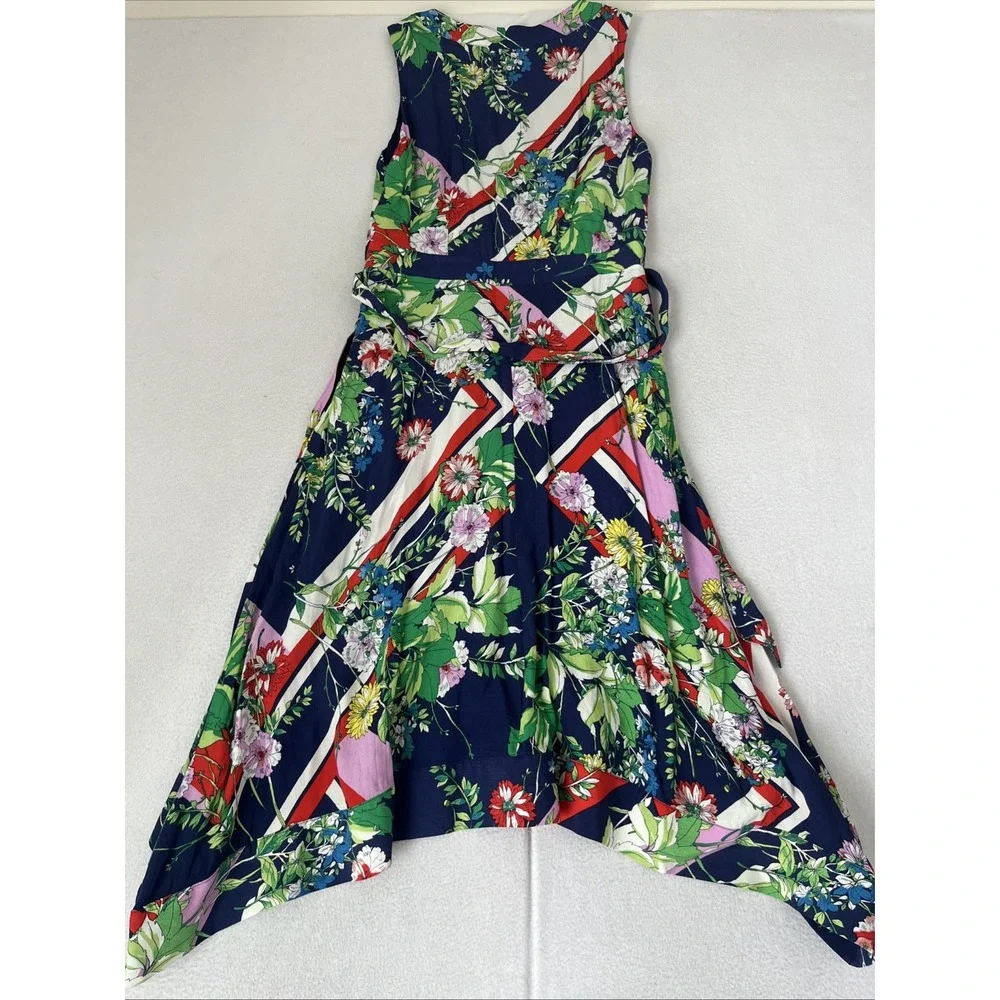 Anthropologie Maeve Spirited Midi Dress Blue Motif Floral 4P NWT